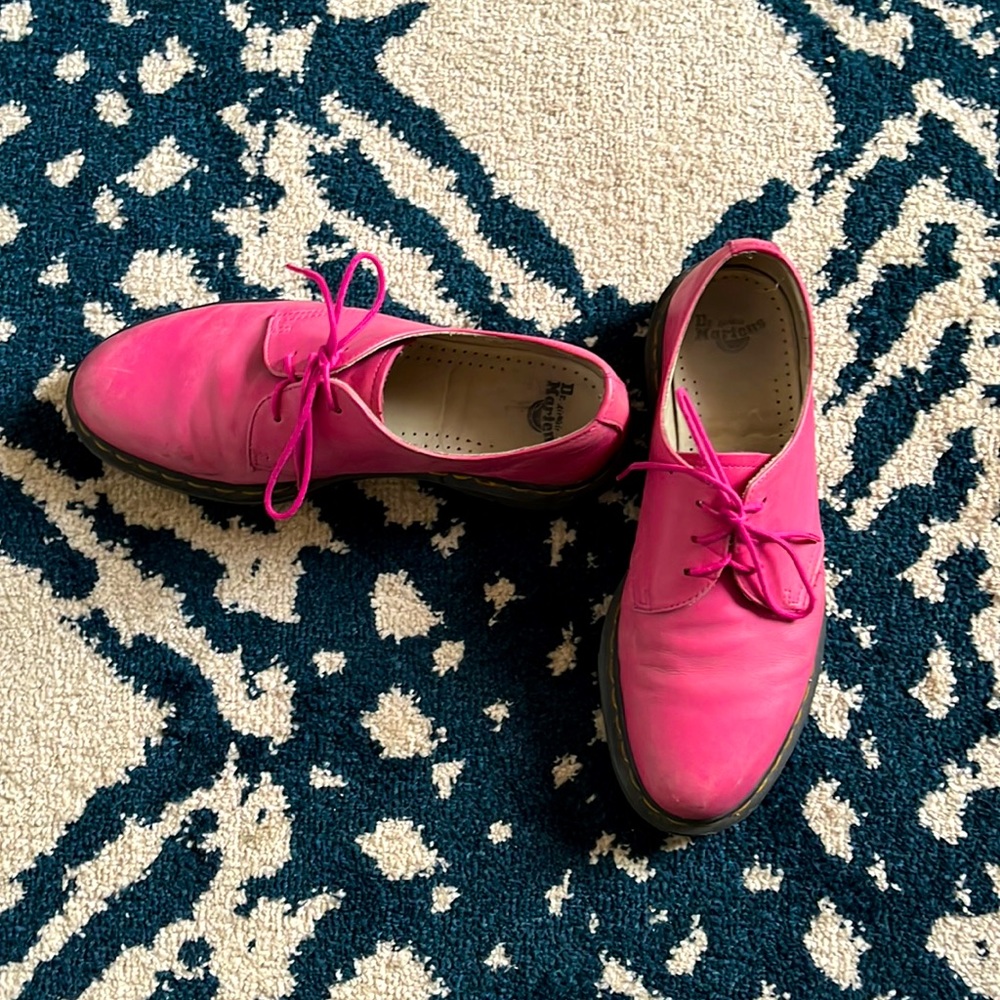 Dr. Martens Hot Pink Leather Lace-Up Flats